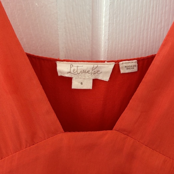 Anthropolgie Let It Be Me Red Orange Ruffle Dress Sz Small - Picture 4 of 8